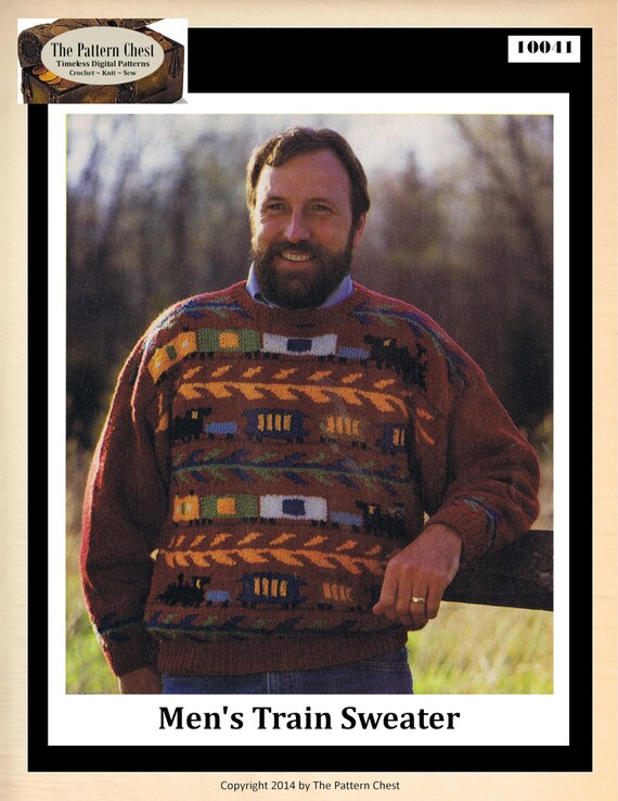Vintage Knitting Pattern Mens Train Pattern Raglan Sleeve Etsy