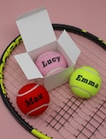 One Personalised Coloured Tennis Ball presented in a Box