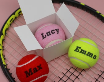 One Personalised Coloured Tennis Ball presented in a Box