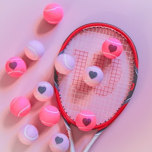 I Love You Heart Tennis Balls Pre-Printed with a Heart (Not Personalised)