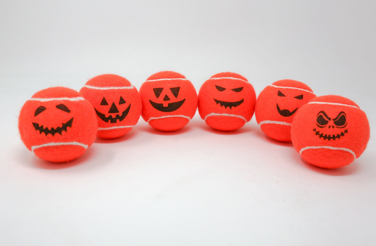six-spooky-pre-printed-halloween-theme-pumpkin-tennis-balls-etsy