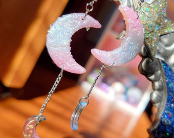 Moon Crystal Witchy Babe Dangle Drop Pastel Kawaii Earrings