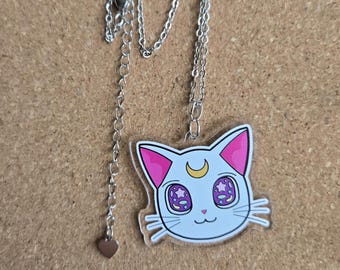 Kawaii Cats Luna Artemis Double-sided Sailor Moon Necklace