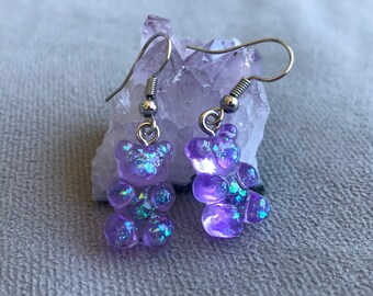 Kawaii Holographic Gummy Bear Dangle Earrings Y2K