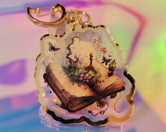 Magical Fantasy Spell Book Potion Witchy Keychain