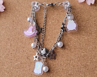 Witchy Charm Bracelet Tarot Cauldron Hat Kawaii