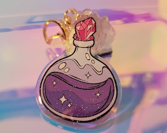 Kawaii Glitter Fantasy Potion Crystal Keychain
