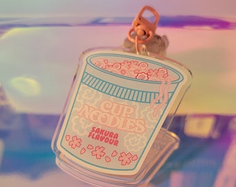 Kawaii Sakura Cup Noodles Pastel Key Chain
