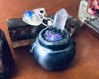 Crystal Cauldron Halloween Resin Charm Key-Chain