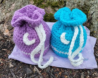 Pastel Moon Crochet Witchy Crystal Bag Dice Bag Kawaii Drawstring Pouch Cosplay