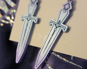 Cosmic Dagger Kawaii Sword Color Shifting Sparkle Dangle Earrings