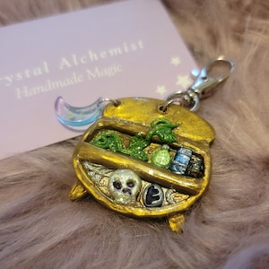 Cauldron Bookshelf Witchy Magic Potion Key Chain