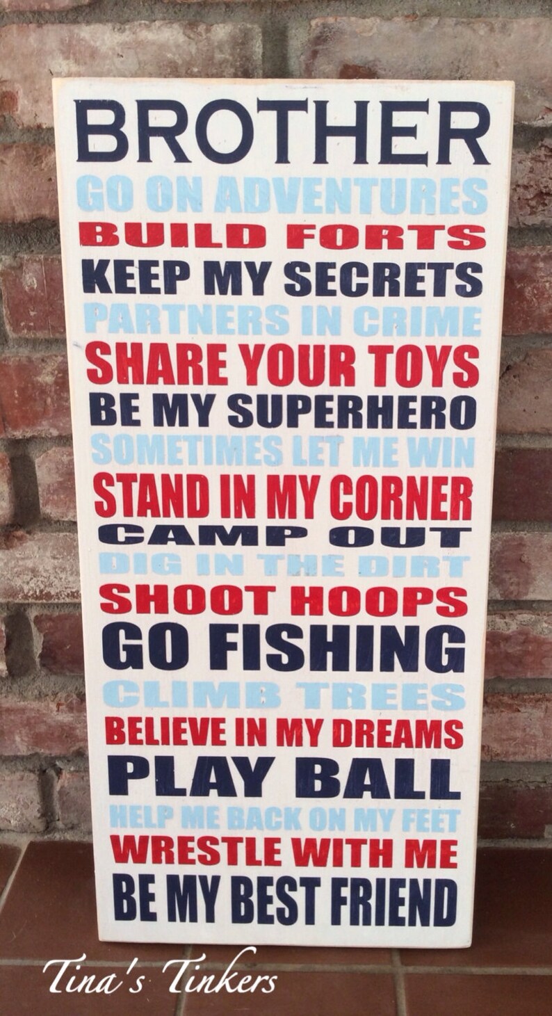 Custom brothers sign painted wood brother typography wall Etsy