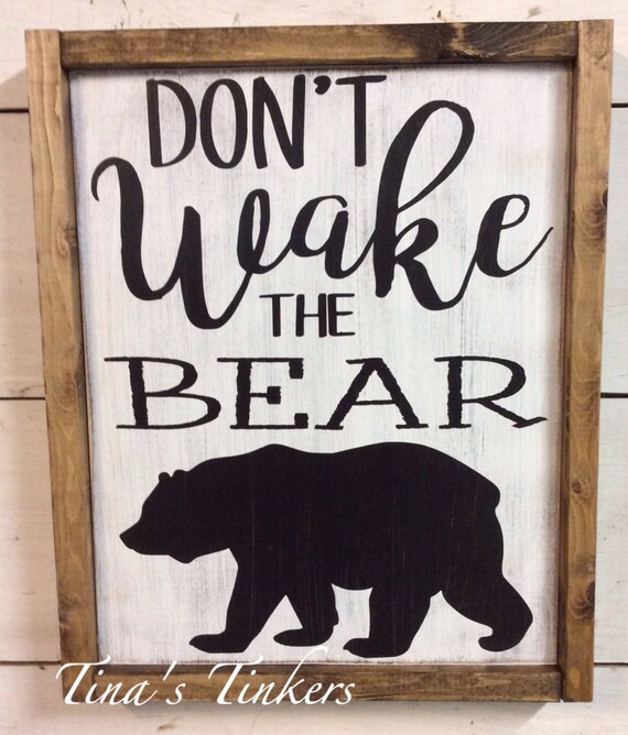 Don't wake the bear. Woodland nursery decor. Rustic Etsy