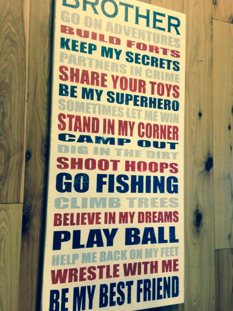 Custom brothers sign painted wood brother typography wall Etsy