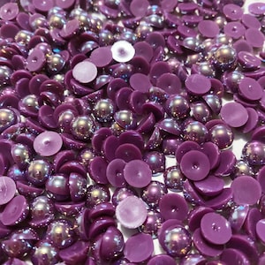 Purple AB Flatback Pearls -8mm 20g(about 150pcs)