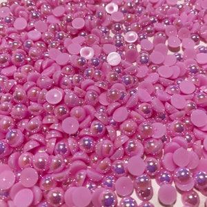 Pink AB Flatback Pearls -6mm 20g(about 300pcs)