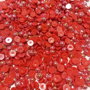 Red AB Flatback Pearls -6mm 20g(about 300pcs)
