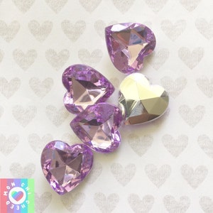 Light Purple Heart Acrylic Gemstone Cabochons-25MM/ 5 pcs