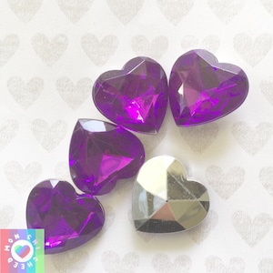 Dark Purple Heart Acrylic Gemstone Cabochons-25MM/ 5 pcs
