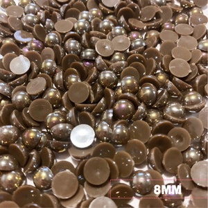 Chocolate Brown AB Flatback Pearls -8mm 20g(about 150pcs)