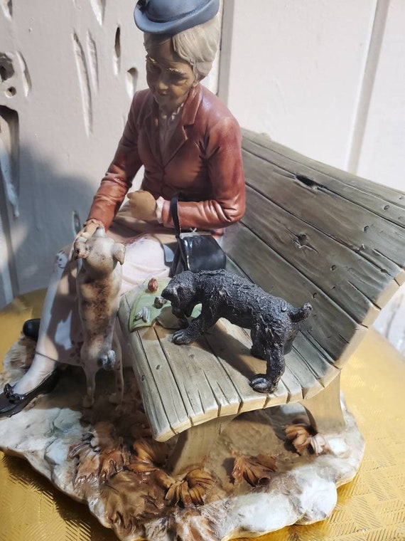 Capodimonte 陶器 置物 老人と犬と荷車 Capodimonte 陶器 置物 老人と犬と荷車