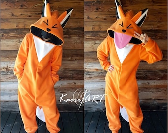 Custom made Orange Fox Kigurumi I The Defiance Fox I Hooded Fleece Pajama I Unisex Adult Costume I Warm and Comfy wear I Festive clothing