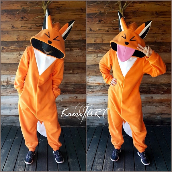 Custom made Orange Fox Kigurumi I The Defiance Fox I Hooded Fleece Pajama I Unisex Adult Costume I Warm and Comfy wear I Festive clothing