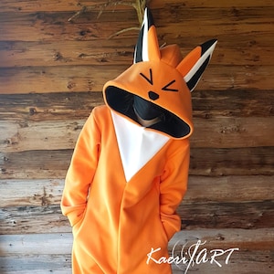 Handmade Orange Fox Kigurumi Pajamas - custom furry suit, fursona pjs, cosplay costume, custom adult jumpsuit