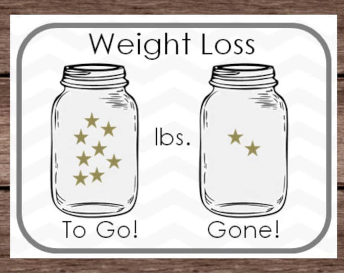 DIGITAL Weight Loss Sticker Chart Mason Jar Star Goal Lbs Pounds Goals ...