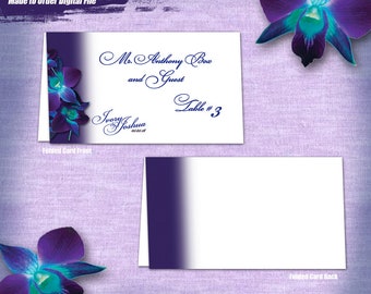 Guest Names and Table numbers included on Printable Customized Blue Orchid Wedding Escort Cards Escort Cards Seating Cards Printable