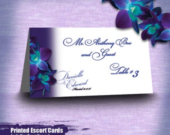 Guest Names and Table numbers included on Printable Customized Blue Orchid Wedding Escort Cards Escort Cards Seating Cards Printable