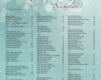 Wedding Seating Chart, Winter Seating Chart, Winter Seating Board, Digital File, Table Seating, (24x36) (24x18) (16x20)