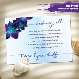 TLD Custom Purple Orchid Watercolor Shower Invitation Wishing Well Insert Card, Printable Wishing Well Card, Wishing Well Card