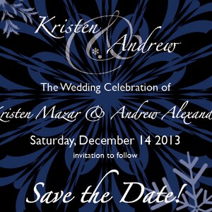 Snowflakes Save the Date Cards with Envelopes, Premium 110lb White Stock - 50 Sets