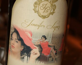 Wine Bottle Label, 32 labels with custom 2 photo collage, 4-3/4 x 3-1/2, Quinceañera Favor, Wedding Favor, Printed Label