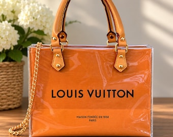 Upcycled PVC Designer Tote with Authentic Louis Vuitton Shopping Bag Purse | Luxury Keepsake Tote | Small Size 8.5 x 7 x 4.5