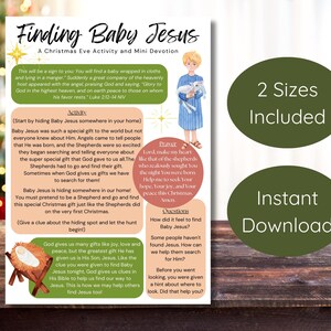 Find Baby Jesus Advent Activity, Christmas Devotional for Kids, Christmas Eve Activities Kids, Printable Christmas Activity Page Religious