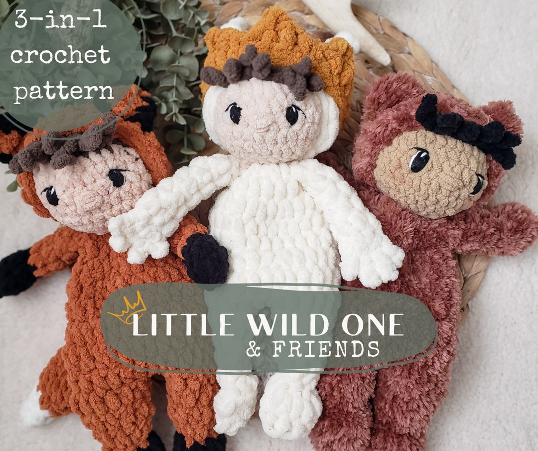 CROCHET PATTERN 3-in-1, Little Wild One and Friends, PDF for