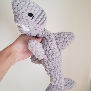 Shark Lovey, Crochet Shark Amigurumi, Shark Snuggler, Baby Shark, Shark Lover Gift, Under the Sea Nursery Decor, Gift for Baby Boy Shower