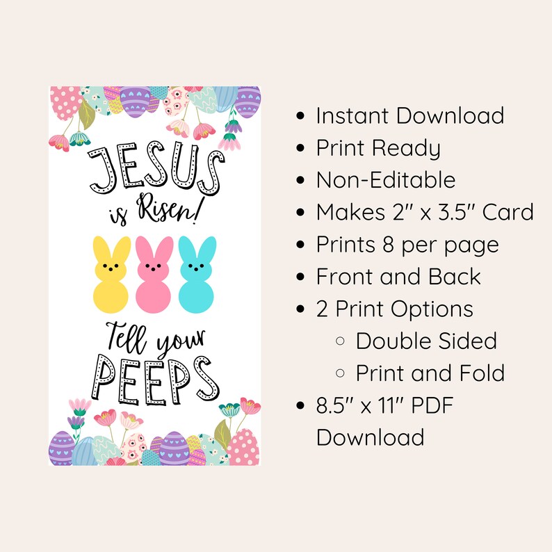 Jesus is Risen, Tell Your Peeps, Printable for Easter, Peeps for