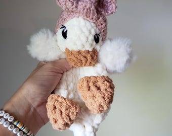 Della Duck, Crochet Duck, Duck Lovey Snuggler, Baby Girl Snuggler
