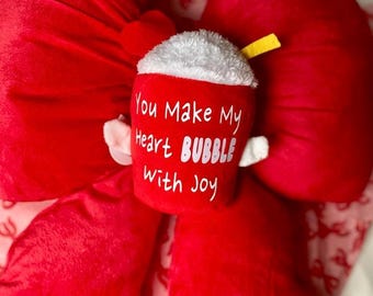 Personalized Bubble Tea Gift, Standing Kawaii Boba Plushie Toy, Valentine Gift for Kids & Friends, Self Love Galentine’s Day Gifts