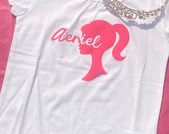 Personalized Doll Silhouette Shirt: Custom Birthday Girl Tee