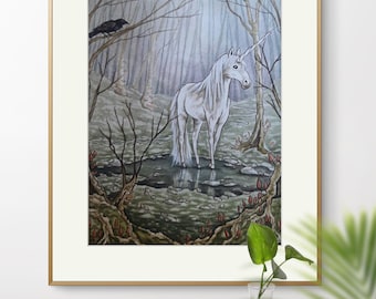Grace giclee unicorn PRINT ONLY by Angela Roberts