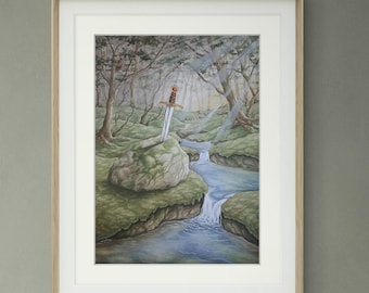 The Sword in the Stone giclee PRINT ONLY by Angela Roberts