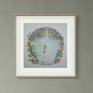 Excalibur and the Rose giclee PRINT ONLY by Angela Roberts