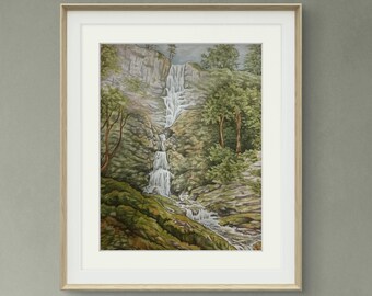 Pistyll Rhaeadr Waterfall giclee PRINT ONLY by Angela Roberts