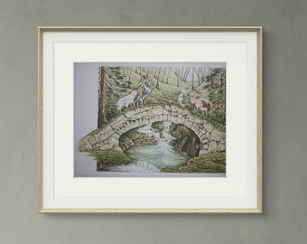 The Three Billy Goats Gruff giclee PRINT ONLY by Angela Roberts