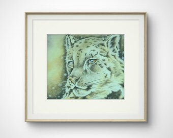 Snow Leopard giclee PRINT ONLY by Angela Roberts